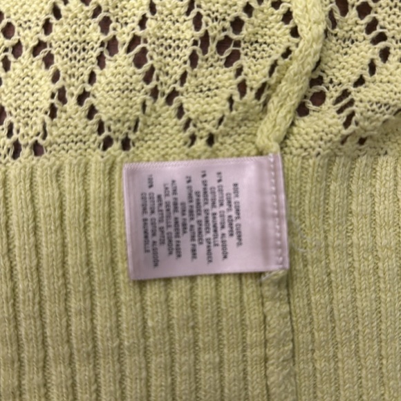 NWT Anthropologie / Medium / Chartreuse L/S sweater with lace floral neckline - Picture 14 of 16
